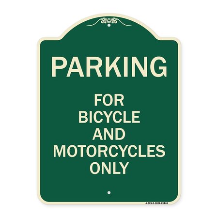 SIGNMISSION Parking for Bicycles and Motorcycles Heavy-Gauge Aluminum Sign, 24" x 18", G-1824-23448 A-DES-G-1824-23448